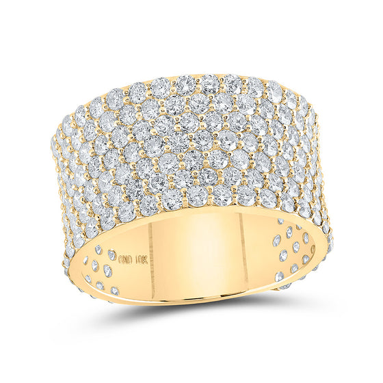10k Yellow Gold Mens Round Diamond Pave Band Ring 5-5/8 Cttw