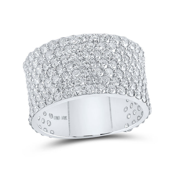 10k White Gold Mens Round Diamond 7-Row Pave Band Ring 5-5/8 Cttw