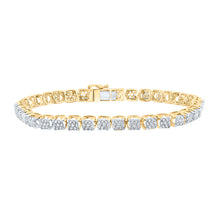  14k Yellow Gold Womens Round Diamond Flower Cluster Tennis Bracelet 3 Cttw