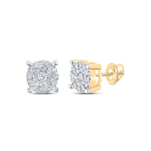  14k Yellow Gold Womens Round Diamond Cluster Earrings 1/3 Cttw