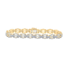  14k Yellow Gold Mens Round Diamond 8.5-inch Flat Byzantine Link Bracelet 3-3/4 Cttw