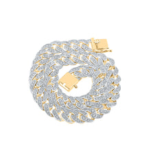  14k Yellow Gold Mens Round Diamond Cuban 10-inch Link Bracelet 2-1/3 Cttw