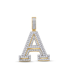  14k Yellow Gold Mens Round Diamond A Initial Letter Charm Pendant 1-3/4 Cttw