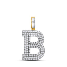  14k Yellow Gold Mens Round Diamond B Initial Letter Charm Pendant 2 Cttw