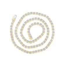  14k Yellow Gold Mens Round Diamond 24-inch Cluster Link Chain Necklace 8-1/2 Cttw