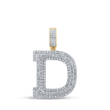  14k Yellow Gold Mens Round Diamond D Initial Letter Charm Pendant 1-7/8 Cttw