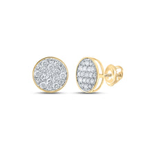  14k Yellow Gold Round Diamond Button Cluster Earrings 1/2 Cttw