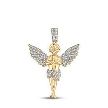 14k Yellow Gold Mens Round Diamond Angel Charm Pendant 3/8 Cttw