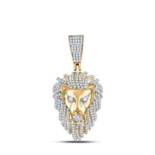  14k Yellow Gold Mens Round Diamond Lion Face Charm Pendant 1-1/3 Cttw