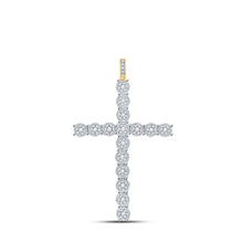  14k Yellow Gold Mens Round Diamond Cross Charm Pendant 3/4 Cttw