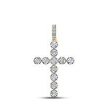  14k Yellow Gold Mens Round Diamond Cross Charm Pendant 1/3 Cttw