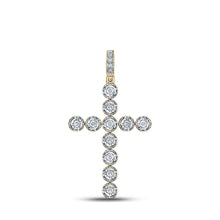  14k Yellow Gold Mens Round Diamond Cross Charm Pendant 5/8 Cttw