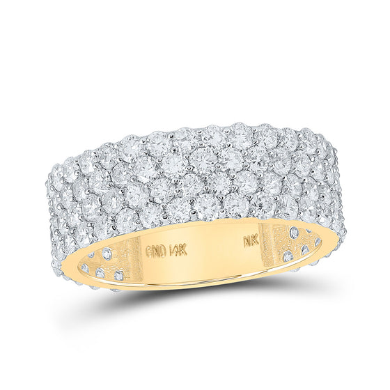 14k Yellow Gold Mens Round Diamond 4-Row Pave Band Ring 4-1/4 Cttw