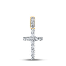 14k Yellow Gold Mens Round Diamond Cross Charm Pendant 3/4 Cttw