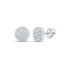  14k White Gold Round Diamond Cluster Earrings 1 Cttw