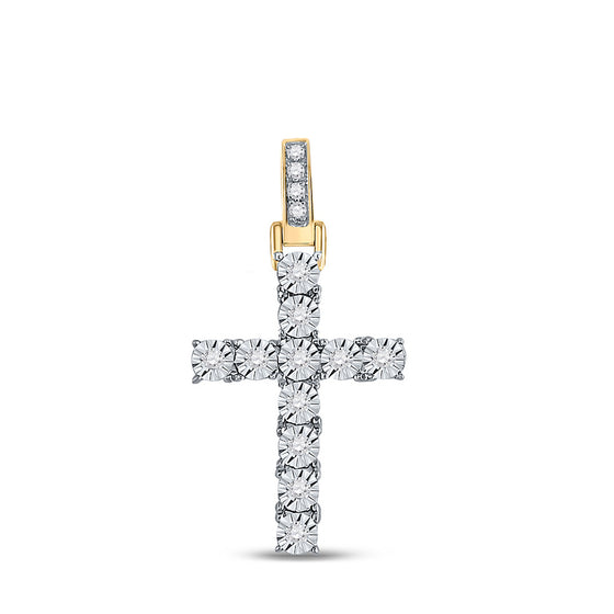 14k Yellow Gold Mens Round Diamond Charm Pendant 1/8 Cttw