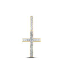  14k Yellow Gold Mens Round Diamond Cross Charm Pendant 1/3 Cttw