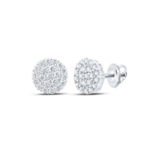  14k White Gold Round Diamond Cluster Earrings 1-1/4 Cttw