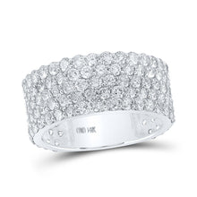  14k White Gold Mens Round Diamond 5-Row Pave Band Ring 5-3/8 Cttw