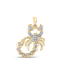  14k Yellow Gold Mens Round Diamond Scorpion Charm Pendant 1/10 Cttw
