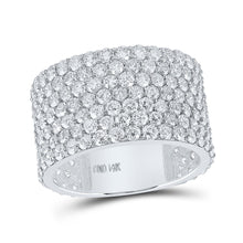  14k White Gold Mens Round Diamond 7-Row Statement Band Ring 7-1/2 Cttw