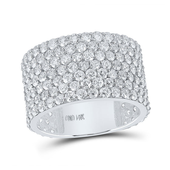 14k White Gold Mens Round Diamond 7-Row Statement Band Ring 7-1/2 Cttw