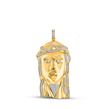  14k Yellow Gold Mens Round Diamond Jesus Face Charm Pendant 1/2 Cttw