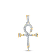  14k Yellow Gold Mens Baguette Diamond Nail Cross Charm Pendant 3/4 Cttw