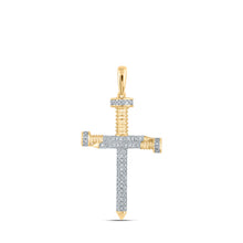  14k Yellow Gold Mens Round Diamond Nail Cross Charm Pendant 1/3 Cttw