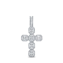  14k Yellow Gold Mens Baguette Diamond Cross Charm Pendant 1 Cttw