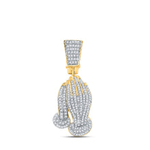  14k Yellow Gold Mens Round Diamond Prayer Hands Charm Pendant 3/8 Cttw