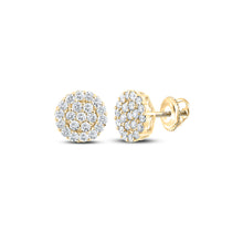  14k Yellow Gold Round Diamond Cluster Earrings 1-3/8 Cttw