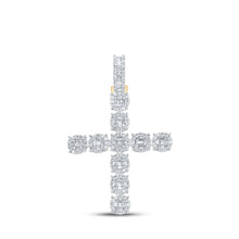  14k Yellow Gold Mens Baguette Diamond Cross Charm Pendant 1-7/8 Cttw
