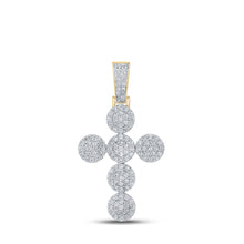  14k Yellow Gold Mens Round Diamond Cross Charm Pendant 2 Cttw