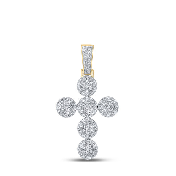 14k Yellow Gold Mens Round Diamond Cross Charm Pendant 2 Cttw