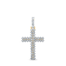  14k Yellow Gold Mens Round Diamond Cross Charm Pendant 2-1/3 Cttw