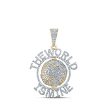  14k Yellow Gold Mens Round Diamond The World Is Mine Charm Pendant 4 Cttw