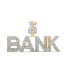  14k Two-tone Gold Mens Round Diamond BANK Money Bag Charm Pendant 3-7/8 Cttw