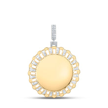  14k Yellow Gold Mens Baguette Diamond Memory Circle Charm Pendant 1 Cttw