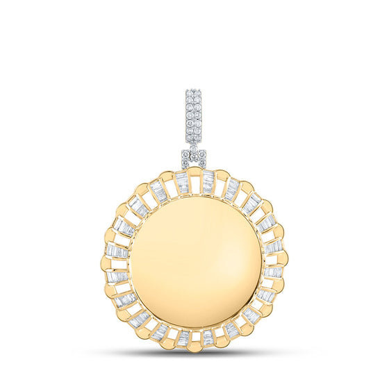 14k Yellow Gold Mens Baguette Diamond Memory Circle Charm Pendant 1 Cttw