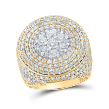  14k Yellow Gold Mens Round Diamond Statement Cluster Circle Ring 6 Cttw