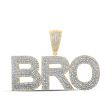 14k Two-tone Gold Mens Round Diamond BRO Charm Pendant 3 Cttw