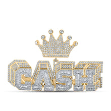  14k Yellow Gold Mens Baguette Diamond CASH Crown Charm Pendant 8-1/5 Cttw