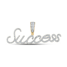  14k Yellow Gold Mens Round Diamond SUCCESS Charm Pendant 1/2 Cttw