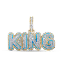  14k Two-tone Gold Mens Baguette Diamond KING Charm Pendant 3-1/2 Cttw