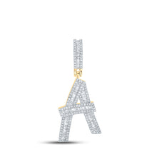  14k Yellow Gold Mens Baguette Diamond A Initial Letter Charm Pendant 3/4 Cttw