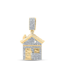  14k Yellow Gold Mens Round Diamond Trap House Charm Pendant 1/2 Cttw