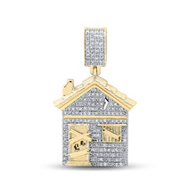  14k Yellow Gold Mens Round Diamond Trap House Charm Pendant 3/4 Cttw
