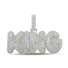  14k Two-tone Gold Mens Baguette Diamond KING Charm Pendant 5-1/4 Cttw