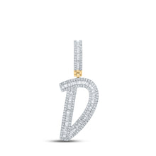  14k Yellow Gold Mens Baguette Diamond D Initial Letter Charm Pendant 3/4 Cttw